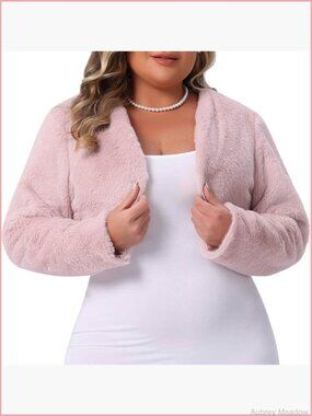 Plus Size Faux Fur Crop Jacket Open Front Bolero Wedding Party
